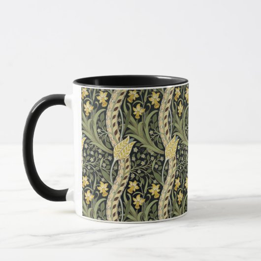 William Morris Daffodil Floral Textile Pattern Tasse (Links)