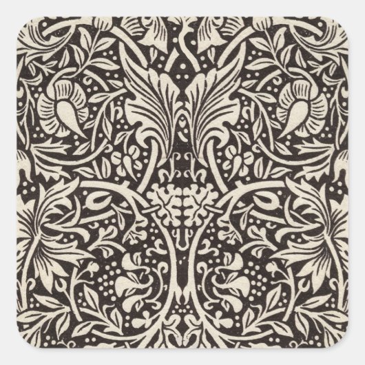 William Morris Daffodil Floral Wallpaper Quadratischer Aufkleber (Vorderseite)