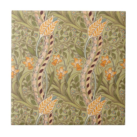 William Morris Daffodil Garden Blume Classic Bota Fliese (Vorderseite)