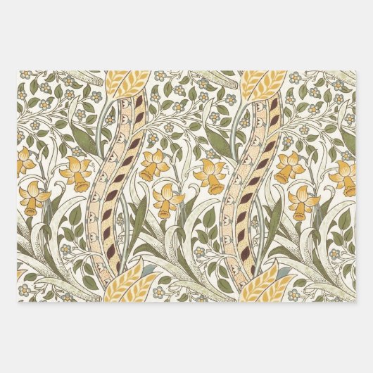 William Morris Daffodil Garden Blume Classic Bota Geschenkpapier Set (Vorderseite 2)