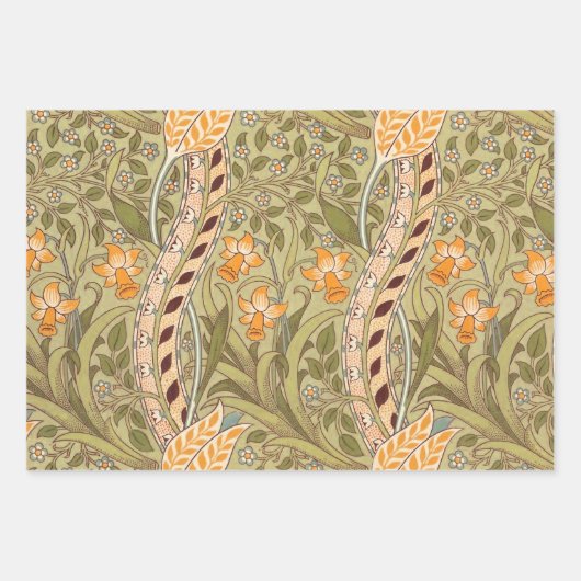 William Morris Daffodil Garden Blume Classic Bota Geschenkpapier Set (Vorderseite)