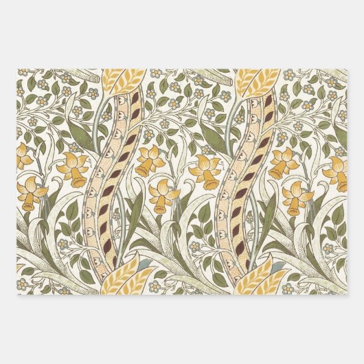 William Morris Daffodil Garden Blume Classic Bota Geschenkpapier Set (Vorderseite)