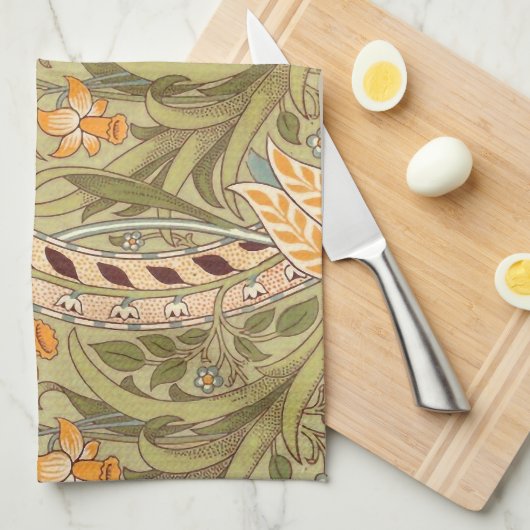 William Morris Daffodil Garden Blume Classic Bota Geschirrtuch (Viertel Falte)