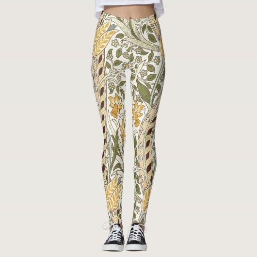 William Morris Daffodil Garden Blume Classic Bota Leggings (Vorderseite)
