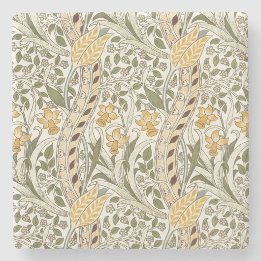 William Morris Daffodil Garden Blume Classic Bota Steinuntersetzer (Vorderseite)