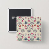 William Morris Daisy Floral Pattern Red Orange Button (Vorne & Hinten)