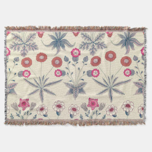 William Morris Daisy Floral Pattern Red Orange Decke