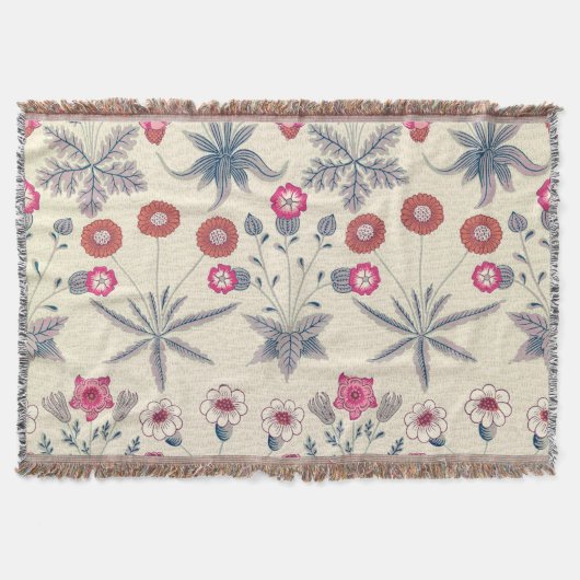 William Morris Daisy Floral Pattern Red Orange Decke (Vorderseite)