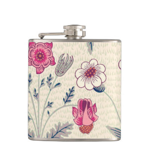 William Morris Daisy Floral Pattern Red Orange Flachmann