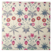 William Morris Daisy Floral Pattern Red Orange Fliese (Vorderseite)
