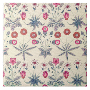 William Morris Daisy Floral Pattern Red Orange Fliese