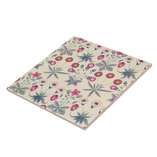 William Morris Daisy Floral Pattern Red Orange Fliese (Seite)