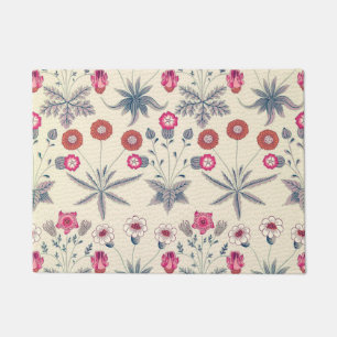 William Morris Daisy Floral Pattern Red Orange Fußmatte