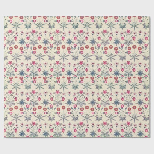 William Morris Daisy Floral Pattern Red Orange Geschenkpapier (Flach)