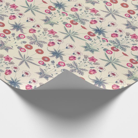 William Morris Daisy Floral Pattern Red Orange Geschenkpapier (Ecke)