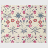 William Morris Daisy Floral Pattern Red Orange Geschenkpapier (Flach)