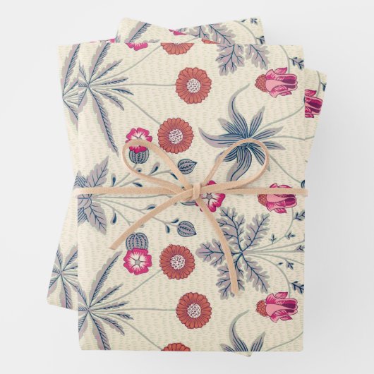William Morris Daisy Floral Pattern Red Orange Geschenkpapier Set (Beispiel)
