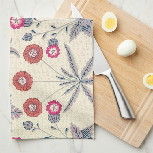 William Morris Daisy Floral Pattern Red Orange Geschirrtuch (Viertel Falte)
