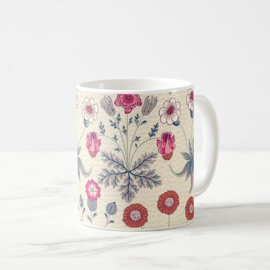 William Morris Daisy Floral Pattern Red Orange Kaffeetasse (VorderseiteRechts)