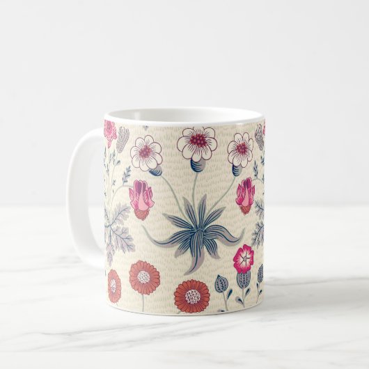 William Morris Daisy Floral Pattern Red Orange Kaffeetasse (Vorderseite Links)