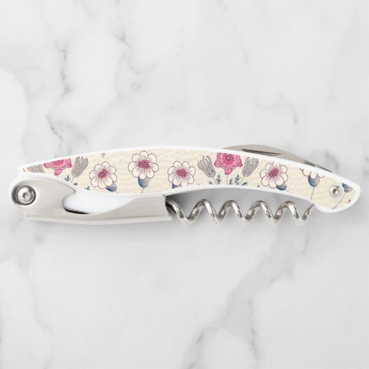 William Morris Daisy Floral Pattern Red Orange Kellnermesser (Vorderseite)