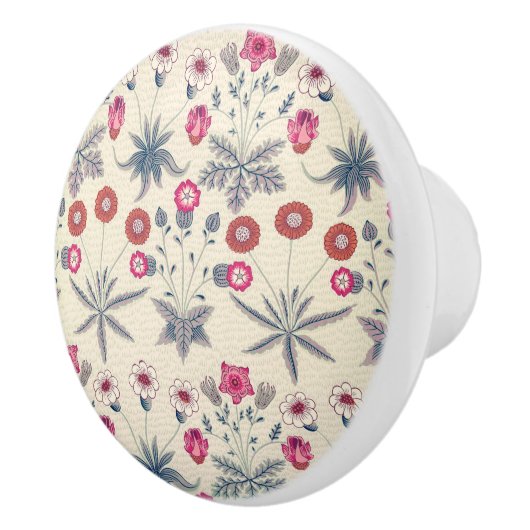 William Morris Daisy Floral Pattern Red Orange Keramikknauf (Rechts)