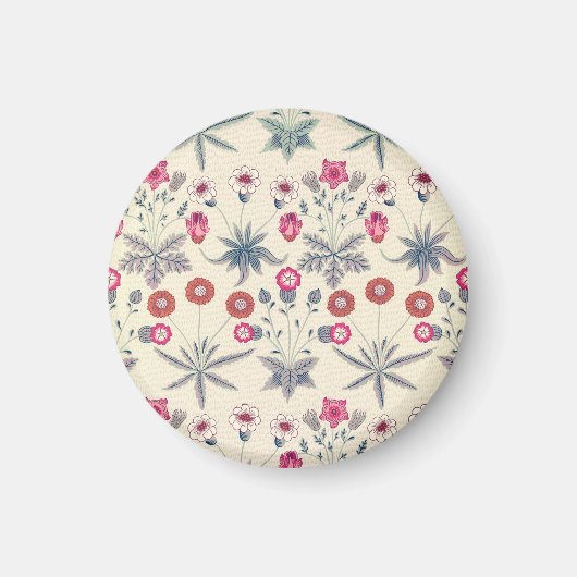 William Morris Daisy Floral Pattern Red Orange Magnet (Vorne)