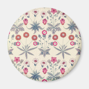 William Morris Daisy Floral Pattern Red Orange Magnet