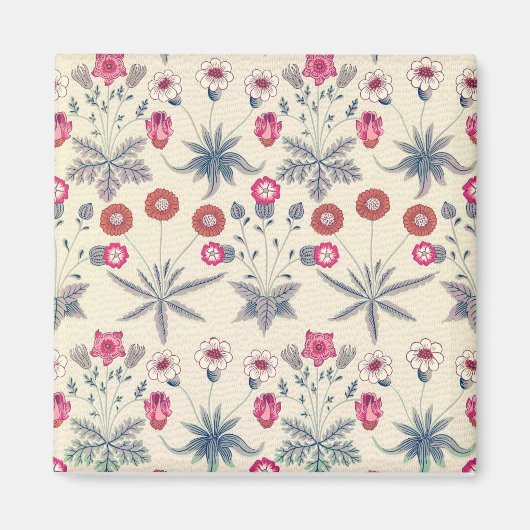 William Morris Daisy Floral Pattern Red Orange Magnet (Vorne)