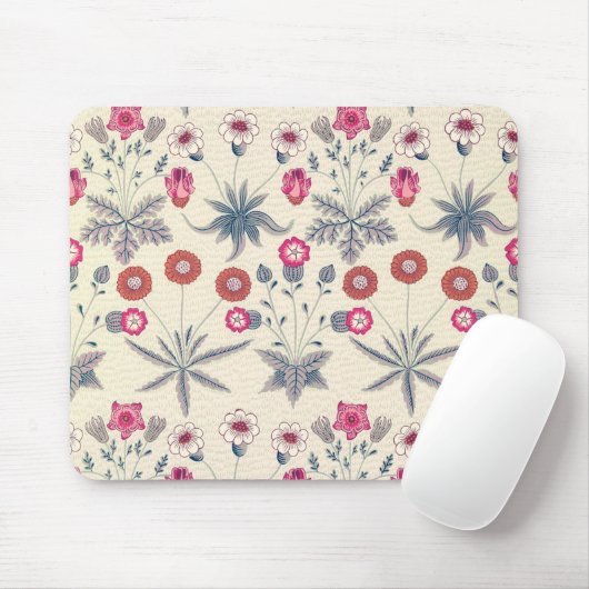 William Morris Daisy Floral Pattern Red Orange Mousepad (Mit Mouse)