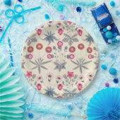 William Morris Daisy Floral Pattern Red Orange Pappteller (Party)