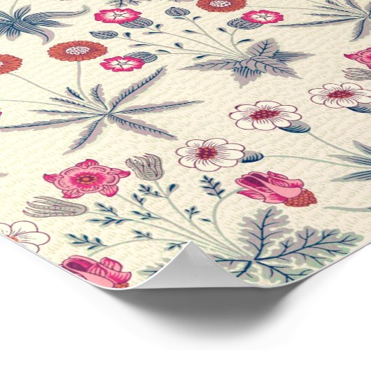 William Morris Daisy Floral Pattern Red Orange Poster (Ecke)