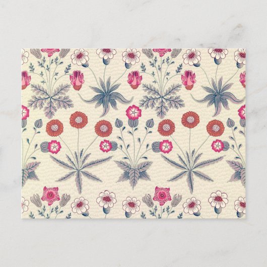 William Morris Daisy Floral Pattern Red Orange Postkarte (Vorderseite)