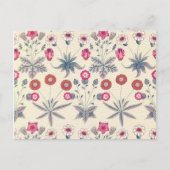 William Morris Daisy Floral Pattern Red Orange Postkarte (Vorderseite)