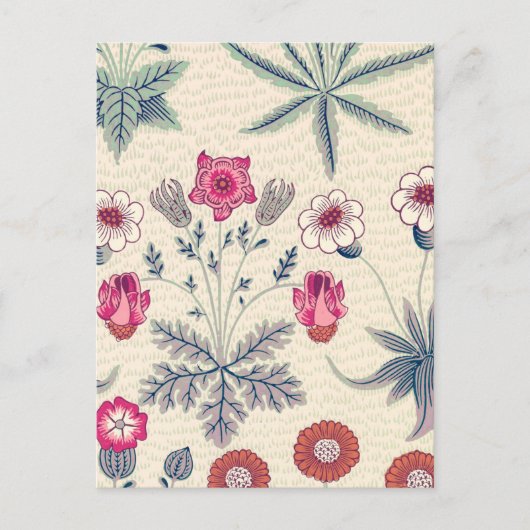 William Morris Daisy Floral Pattern Red Orange Postkarte (Vorderseite)