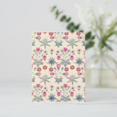 William Morris Daisy Floral Pattern Red Orange Postkarte (Stehend Vorderseite)