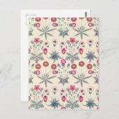 William Morris Daisy Floral Pattern Red Orange Postkarte (Vorne/Hinten)