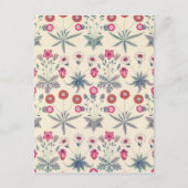 William Morris Daisy Floral Pattern Red Orange Postkarte (Vorderseite)