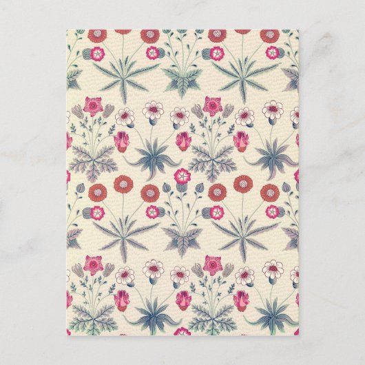 William Morris Daisy Floral Pattern Red Orange Postkarte (Vorderseite)