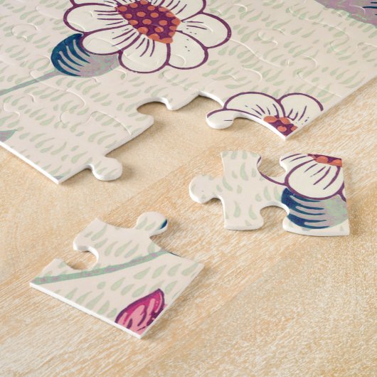 William Morris Daisy Floral Pattern Red Orange Puzzle (Seite)