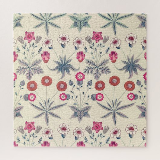William Morris Daisy Floral Pattern Red Orange Puzzle (Vertikal)