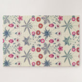 William Morris Daisy Floral Pattern Red Orange Puzzle (Horizontal)