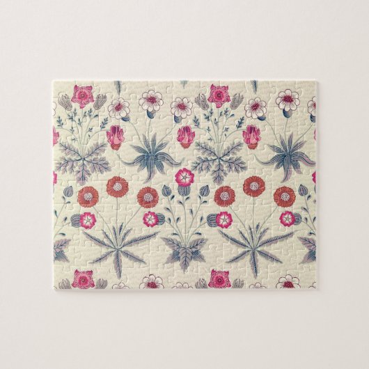 William Morris Daisy Floral Pattern Red Orange Puzzle (Horizontal)
