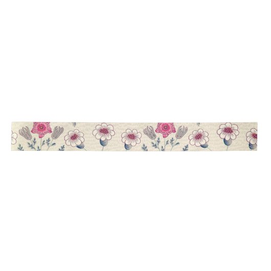 William Morris Daisy Floral Pattern Red Orange Satinband (Vorderseite)