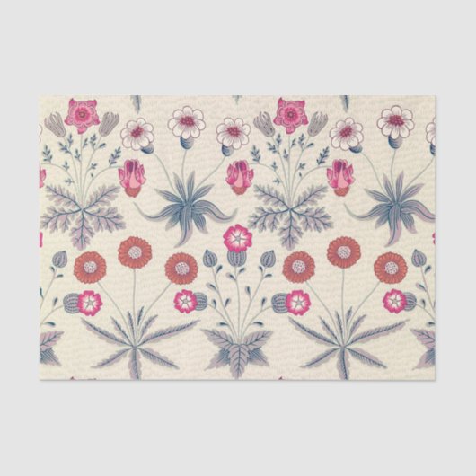 William Morris Daisy Floral Pattern Red Orange Seidenpapier (Vorderseite)