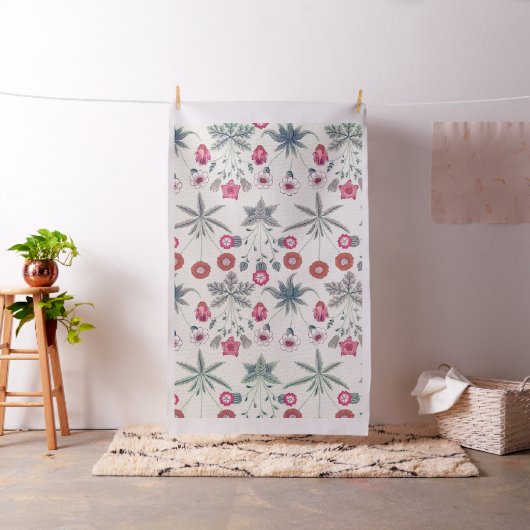 William Morris Daisy Floral Pattern Red Orange Stoff (Beispiel)