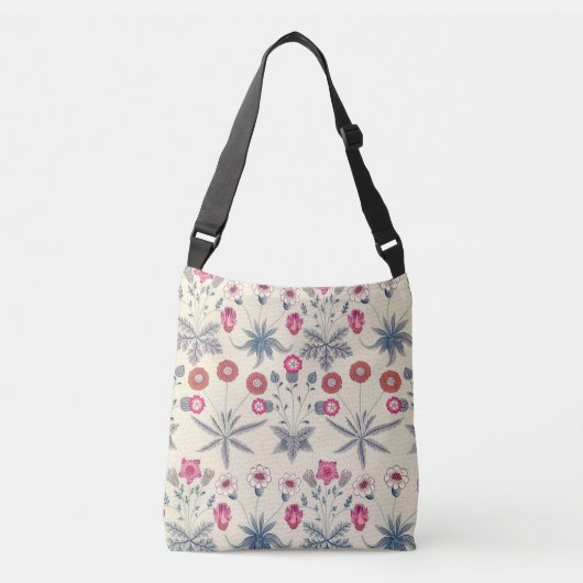 William Morris Daisy Floral Pattern Red Orange Tragetaschen Mit Langen Trägern (Vorderseite)
