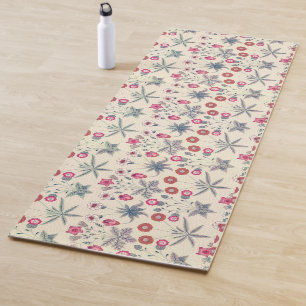 William Morris Daisy Floral Pattern Red Orange Yogamatte