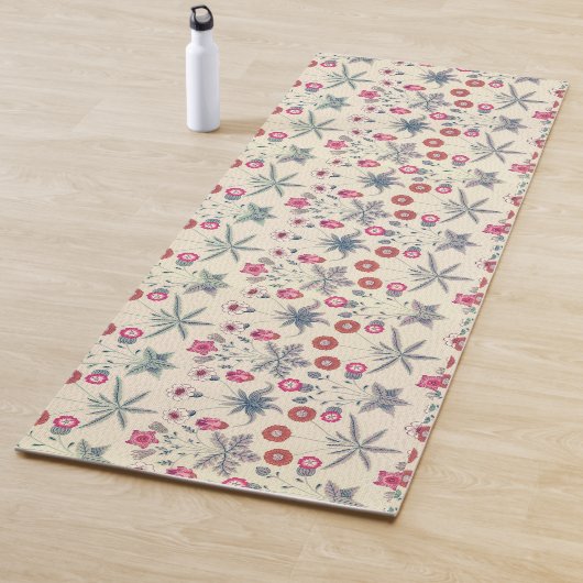 William Morris Daisy Floral Pattern Red Orange Yogamatte (Beispiel)