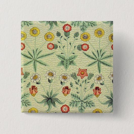 William Morris Daisy Floral Wallpaper Pattern Button (Vorderseite)